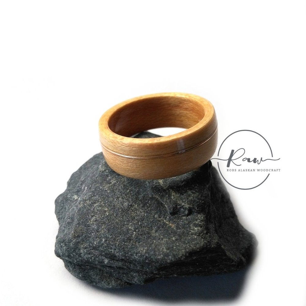 Maple and Silver Bentwood Ring